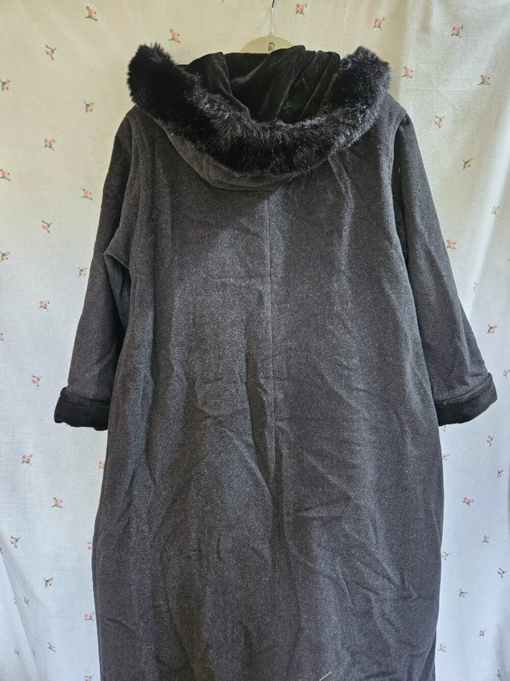 Size XL to 1X Vintage 1980s Charcoal Wool Coat - Picture 7 of 11